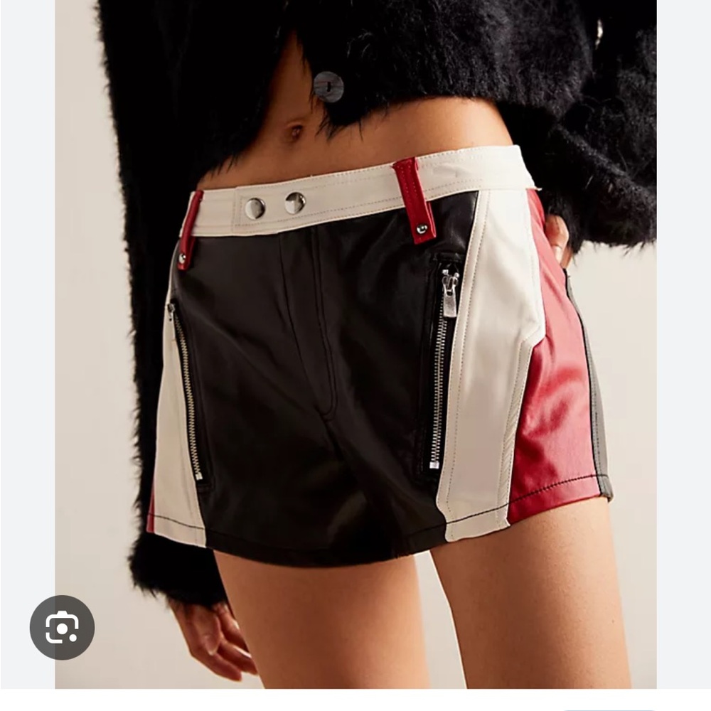 Free people black and red leather shorts